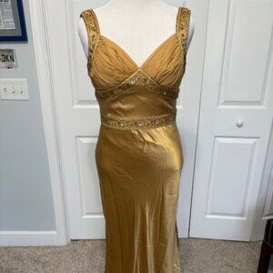 VINTAGE DUSK COLLECTION BY SHEILA YEN SILK LINED GOLD EVENING GOWN - SIZE 12